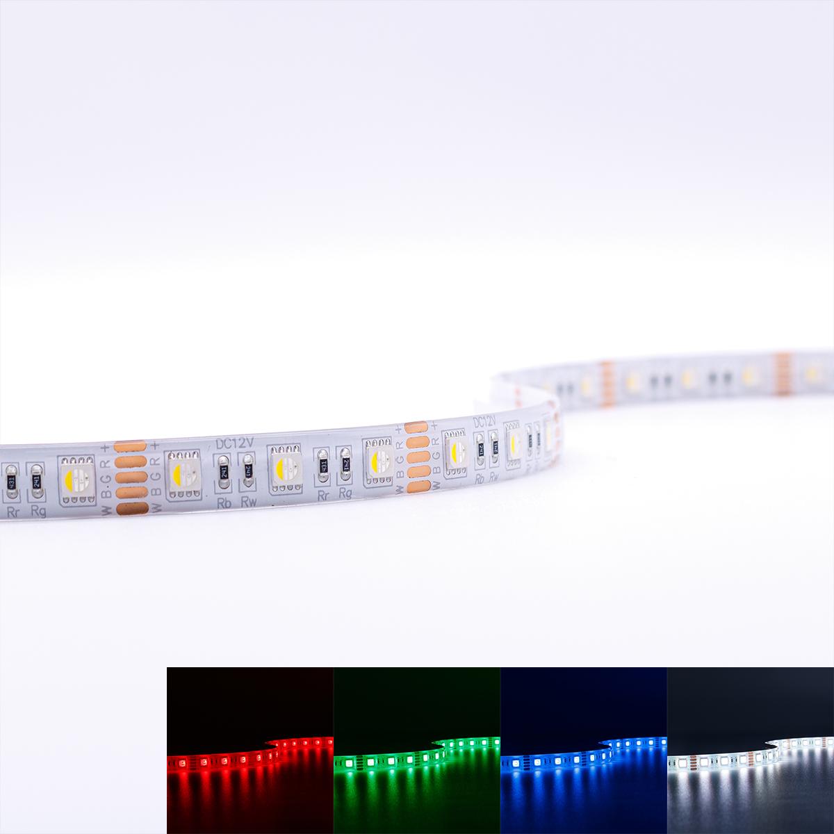 Strip 12V 5M 15W/m 60LED/m 12mm Farbwechsel - Lichtfarbe: RGB+4000K - Schutzart: IP65