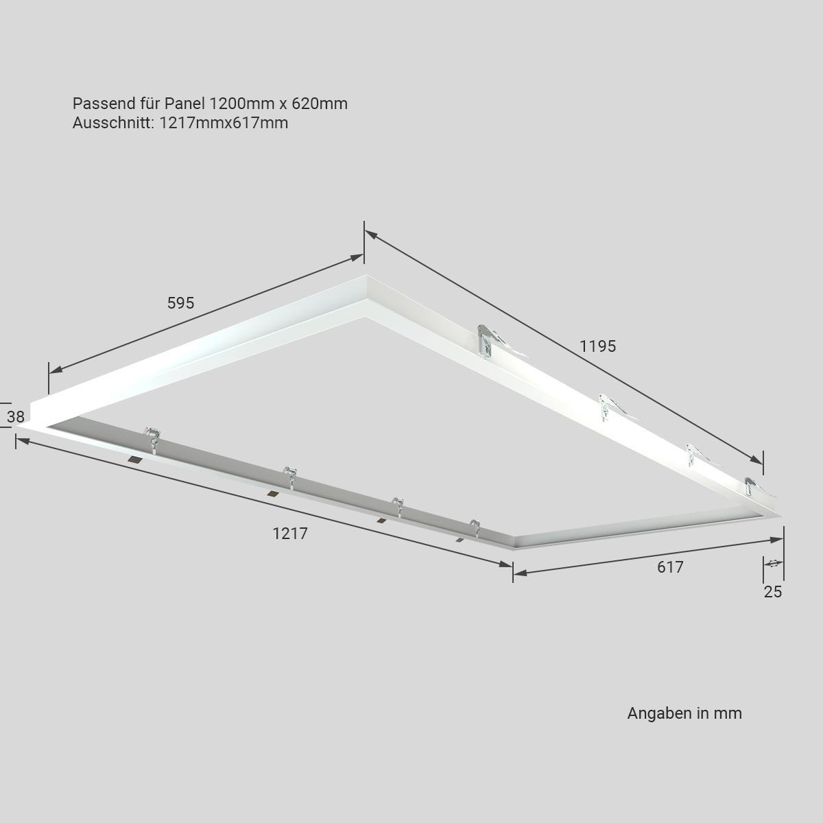 LED Panel Einbaurahmen 120x60cm weiß Deckeneinbau Montagerahmen für Rigipskartondecke
