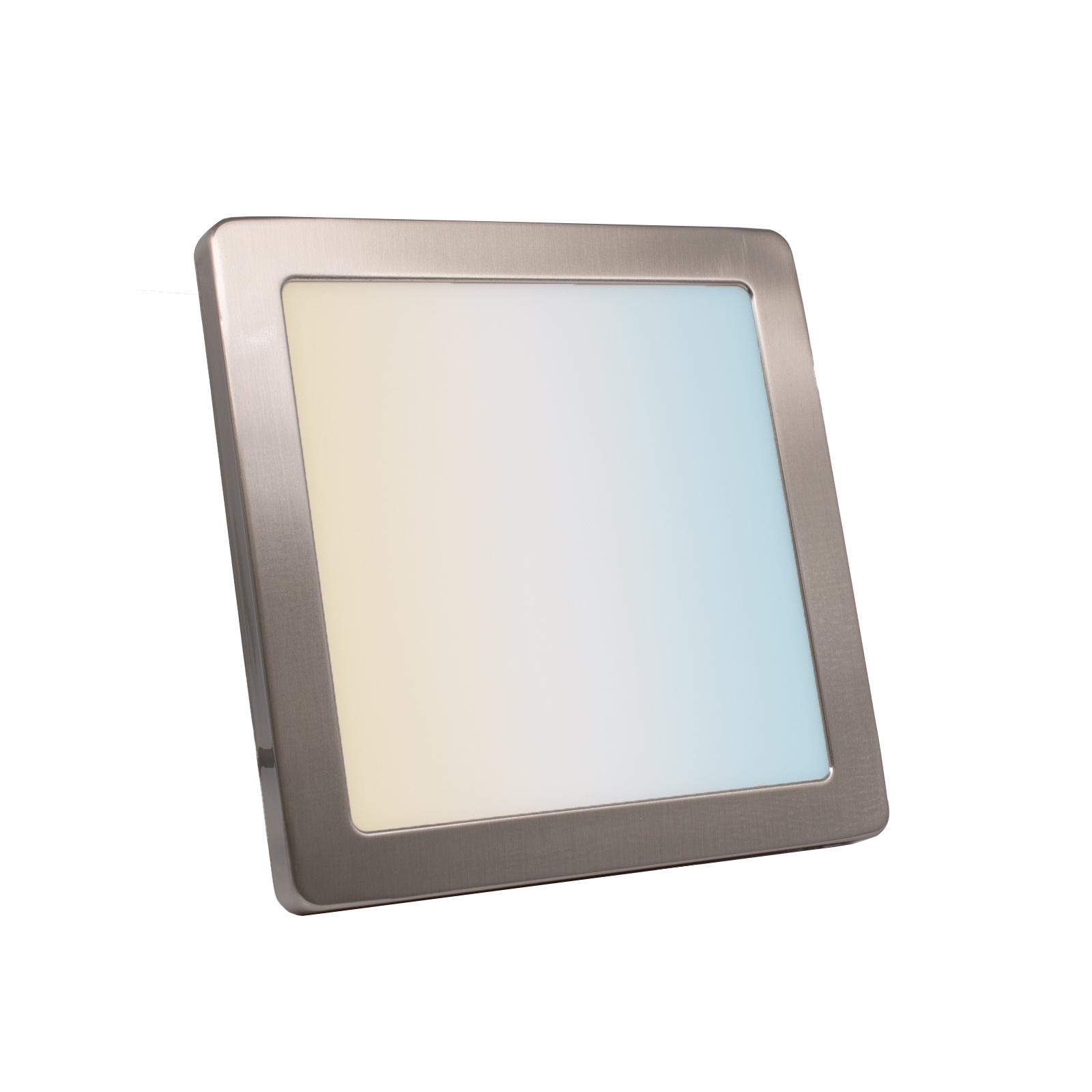CCT LED Ein-Aufbaustrahler eckig silber 18W 217x217 mit Silber-farbigen Abdeckring