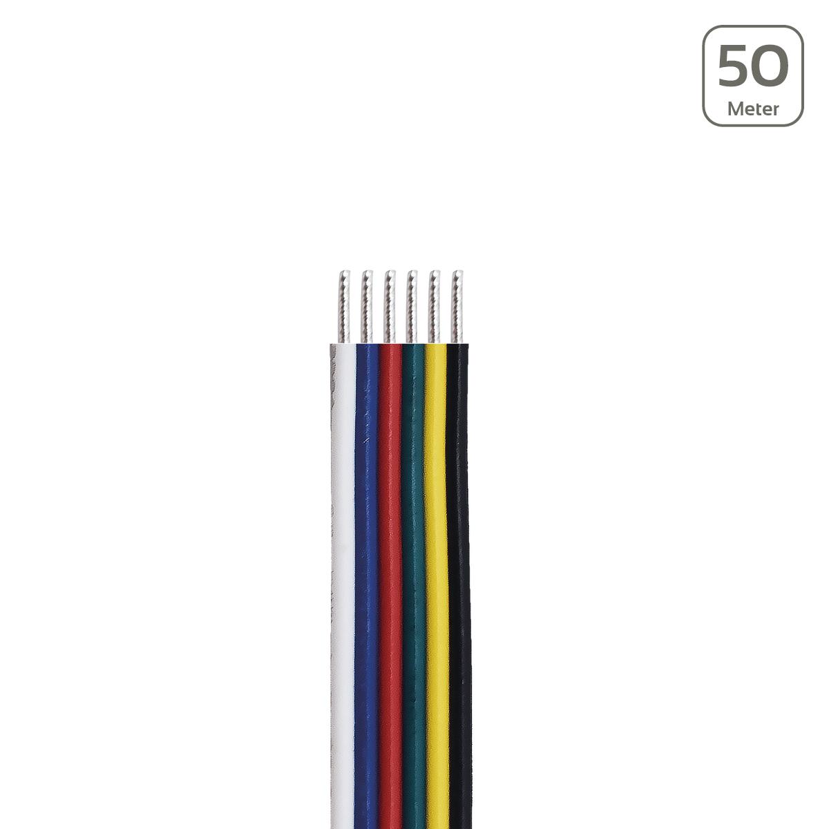 LED Kabel RGB+CCT 6-polig - Querschnitt: 6x0,34mm² / AWG22 - Länge: 50m