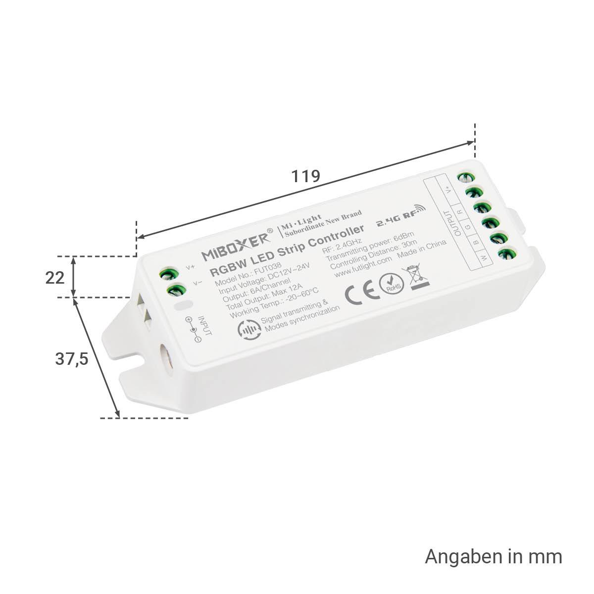 MiBoxer RGBW LED Controller 4 Kanal 12/24V Multifunktion LED Strip Panel Steuerung FUT038M