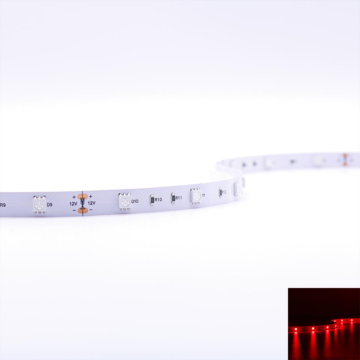 Strip 12V LED Streifen 5M 7,2W/m 30LED/m 10mm - Lichtfarbe: Rot - Schutzart: IP20