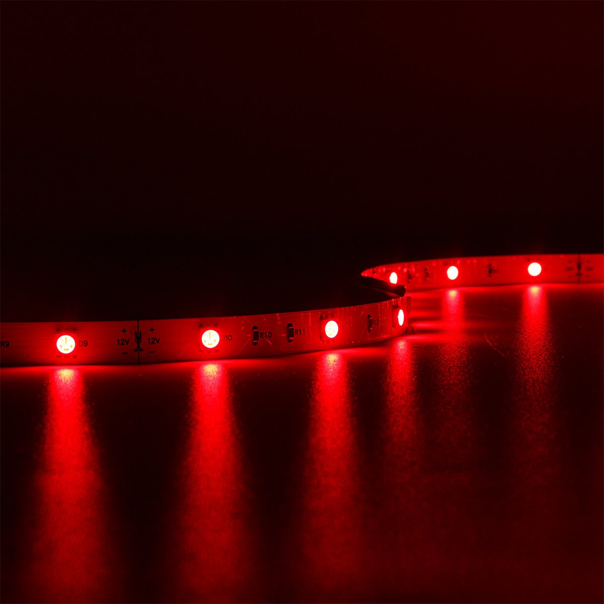 Strip Rot 12V LED Streifen 5M 7,2W/m 30LED/m 10mm IP20