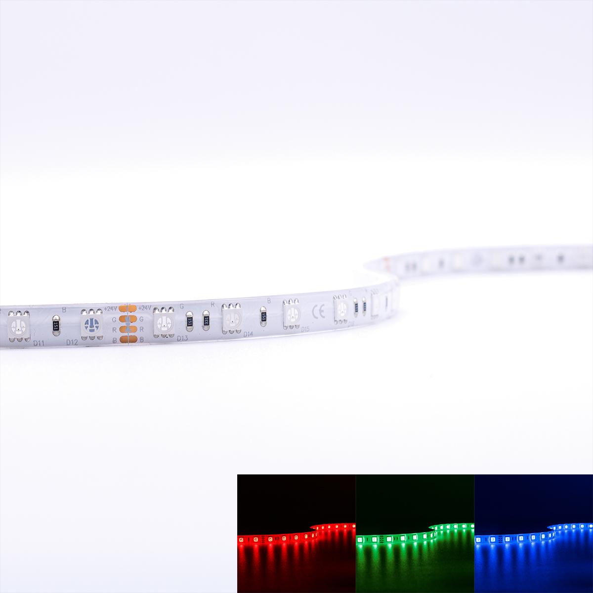 Strip RGB 24V LED Streifen 5M 14,4W/m 60LED/m 10mm IP65 Farbwechsel